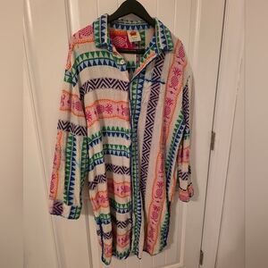 FARM Rio Pink and Blue Polo Collar Long Sleeve Dress